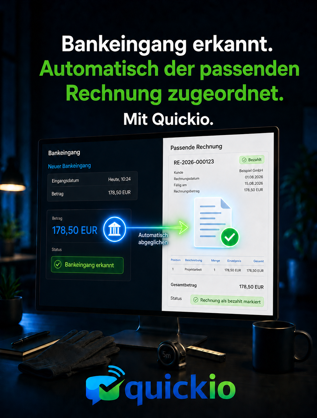 Quickio Rechnungswesen – Rechnungen, Zahlungszuordnung und Mahnwesen